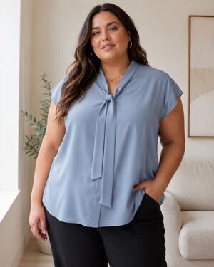 Calvin Klein Plus Size (1X) tie-neck blouse